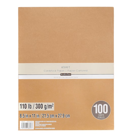 Kraft 8.5" x 11" Cardstock Paper by Recollections™, 100 Sheets